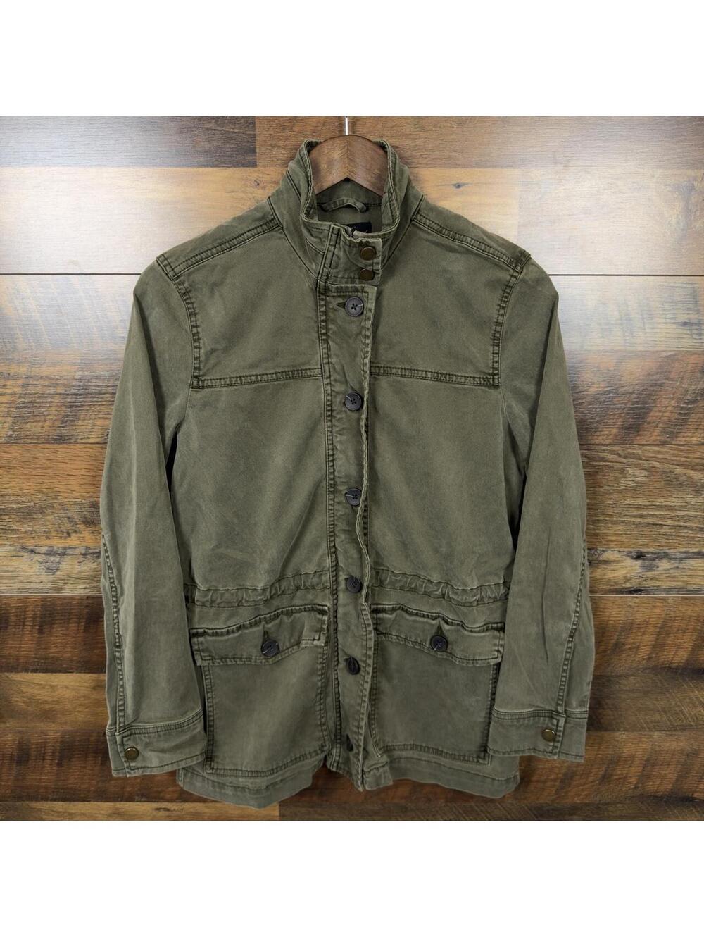 Women’s Y2K Lucky Brand Military Jacket Size S Green Utility Button Zip